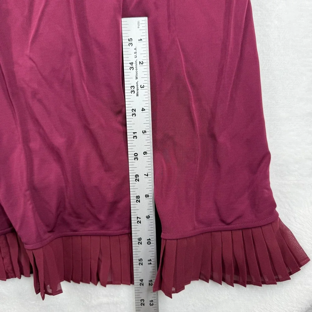 Tory Burch Whitney Wrap ASO Burgundy Pleated Ruffle Wrap‎ Midi Dress S P READ